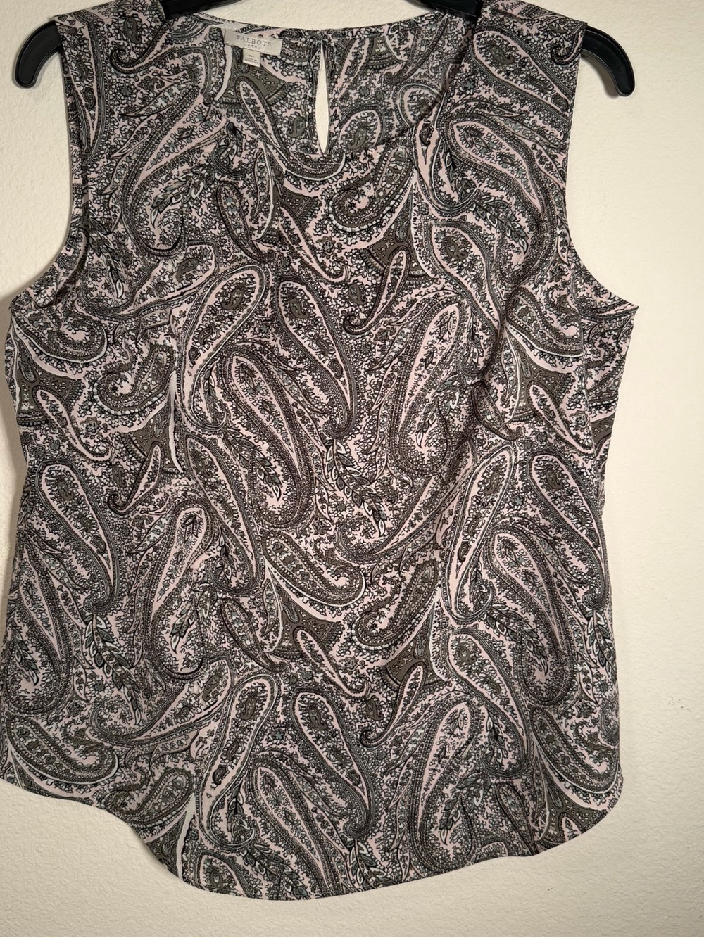 Talbots Pink Gray, and Black Paisley Sleeveless Top